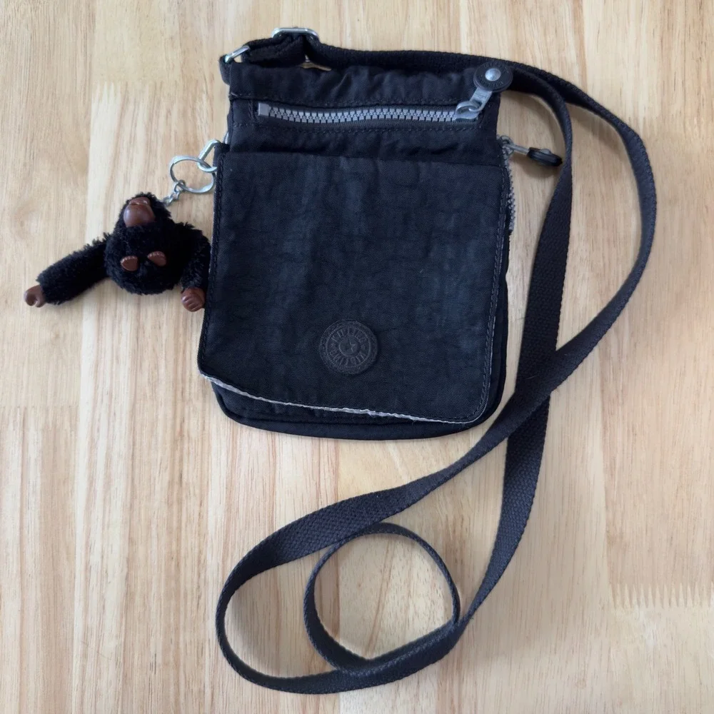 Kipling‎ Women Eldorado Crossbody Bag Small Black Monkey Keychain Messenger